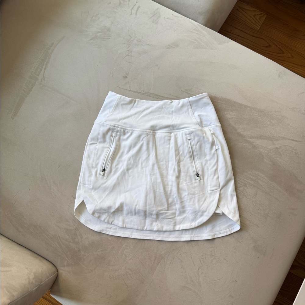 White Active Skort with Zipper Pockets